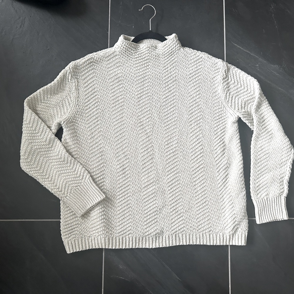Gap cotton blend mock neck textured light tan sweater S